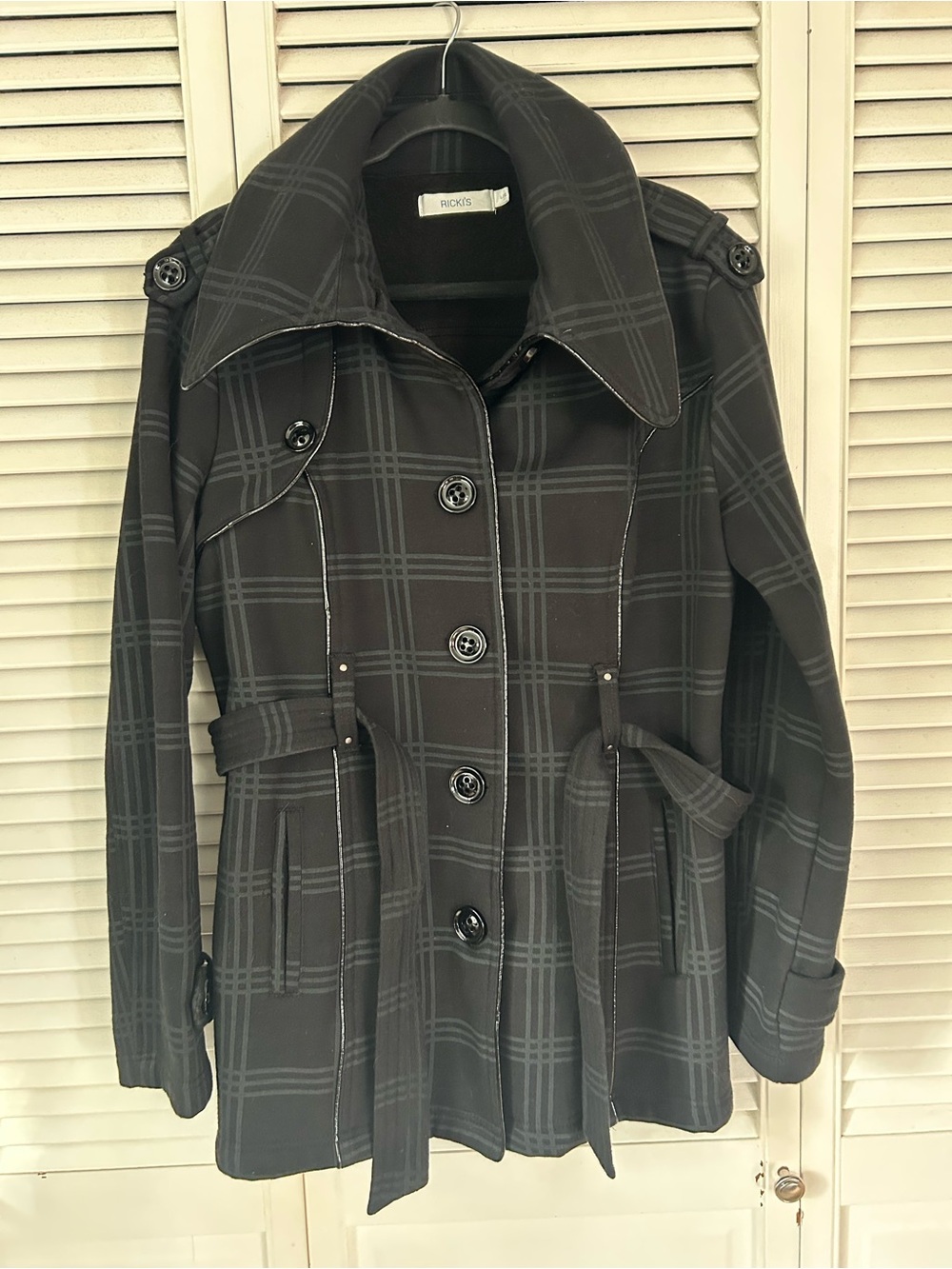 Ricki's Black Plaid Trench Coat with Belt